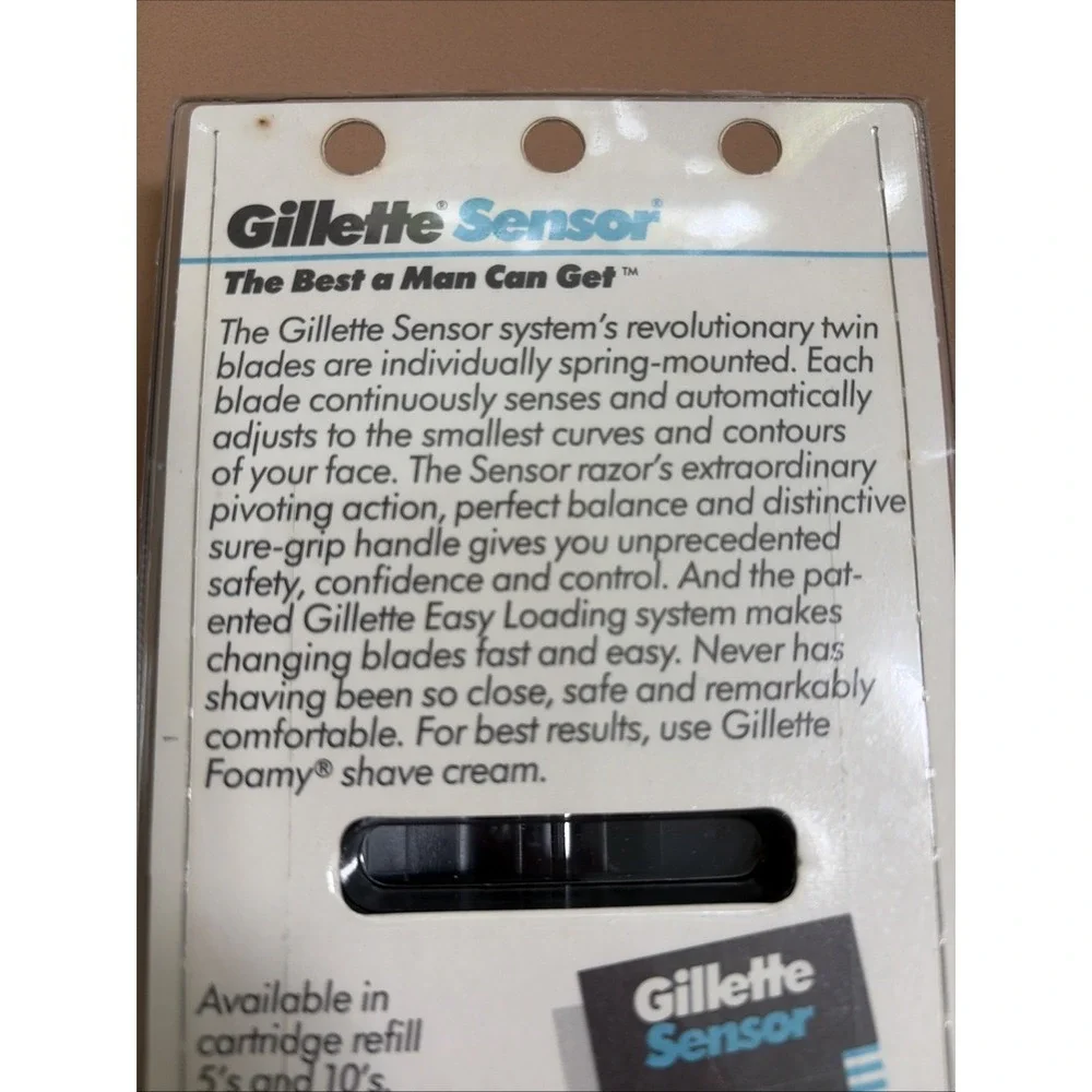 Gillette Sensor Razor (1989) - 3 Cartridges - HANDLE MADE IN USA New Old Stock